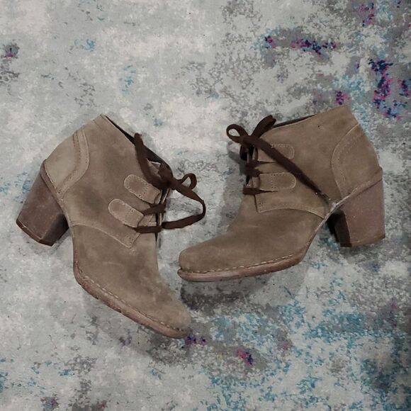Clarks Tan Suede Heeled Ankle Boots - Picture 5 of 12